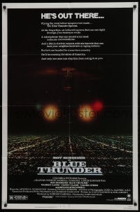 9p117 BLUE THUNDER 1sh 1983 Roy Scheider, Warren Oates, cool helicopter over city image!