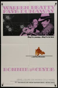 9p121 BONNIE & CLYDE 1sh 1967 notorious crime duo Warren Beatty & Faye Dunaway, Arthur Penn!