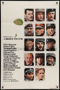 9p129 BRIDGE TOO FAR style A 1sh 1977 Michael Caine, Connery, portraits of top cast, paratrooper!