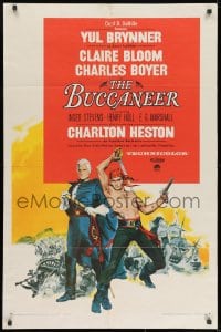 9p133 BUCCANEER 1sh 1958 Yul Brynner, Charlton Heston, directed by Anthony Quinn!
