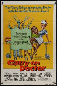 9p152 CARRY ON DOCTOR 1sh 1972 the gang is playing doctor with the sexiest nurses in town!