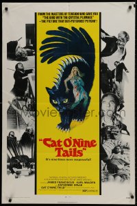 9p155 CAT O' NINE TAILS 1sh 1971 Dario Argento's Il Gatto a Nove Code, wild horror art of cat!