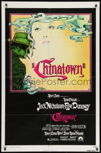 9p163 CHINATOWN 1sh 1974 art of Jack Nicholson & Faye Dunaway by Jim Pearsall, Polanski