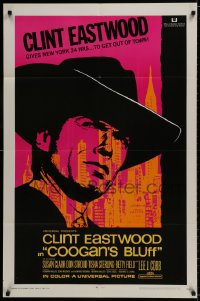 9p176 COOGAN'S BLUFF 1sh 1968 art of Clint Eastwood in New York City, directed by Don Siegel!
