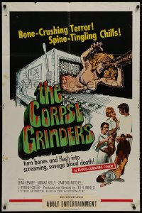 9p178 CORPSE GRINDERS 1sh 1971 Ted V. Mikels, most gruesome bone-crushing horror artwork!