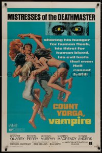 9p180 COUNT YORGA VAMPIRE 1sh 1970 AIP, artwork of the mistresses of the deathmaster feeding!!