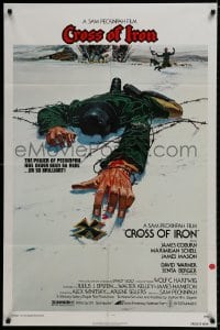 9p186 CROSS OF IRON 1sh 1977 Sam Peckinpah, Tanenbaum art of fallen World War II Nazi soldier!