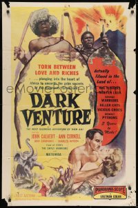 9p194 DARK VENTURE 1sh 1956 torn between love and riches, plunging into the heart of Africa!
