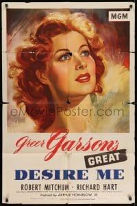 9p210 DESIRE ME 1sh 1947 wonderful artwork portrait of beautiful Greer Garson, George Cukor!