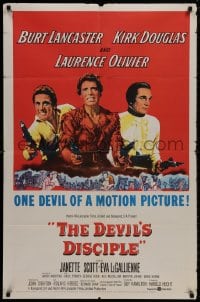 9p214 DEVIL'S DISCIPLE 1sh 1959 Burt Lancaster, Kirk Douglas & Laurence Olivier all with two guns!