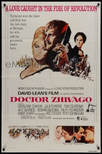 9p226 DOCTOR ZHIVAGO int'l 1sh R1971 Omar Sharif, Julie Christie, David Lean English epic, Terpning art!