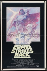 9p253 EMPIRE STRIKES BACK studio style 1sh R1981 George Lucas sci-fi classic, artwork by Tom Jung!
