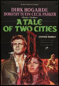 9p021 TALE OF TWO CITIES English 1sh 1958 great art of Dirk Bogarde on his way to execution!