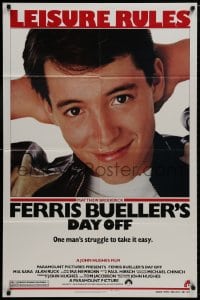 9p271 FERRIS BUELLER'S DAY OFF 1sh 1986 c/u of Matthew Broderick in John Hughes teen classic!