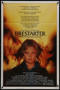 9p273 FIRESTARTER 1sh 1984 close up of creepy eight year-old Drew Barrymore, sci-fi!