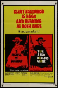 9p276 FISTFUL OF DOLLARS/FOR A FEW DOLLARS MORE 1sh 1969 Eastwood is back & burning at both ends!