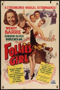 9p284 FOLLIES GIRL 1sh 1943 super sexy showgirl Wendy Barrie, streamlined musical extravaganza!