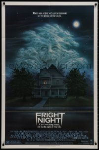 9p302 FRIGHT NIGHT 1sh 1985 Sarandon, McDowall, best classic horror art by Peter Mueller!