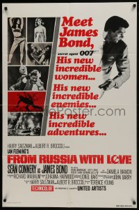 9p304 FROM RUSSIA WITH LOVE 1sh R1980 art of Sean Connery as James Bond 007 w/sexy girls!