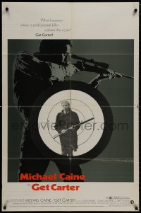 9p310 GET CARTER 1sh 1971 cool different image of Michael Caine w/ shotgun & sniper with rifle!