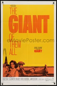 9p315 GIANT 1sh R1970 James Dean, Elizabeth Taylor, Rock Hudson, directed by George Stevens!