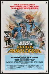9p331 GOLDEN RENDEZVOUS 1sh 1978 cool art of sailor being dragged by ocean liner!