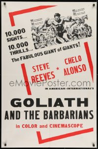 9p335 GOLIATH & THE BARBARIANS 1sh 1959 art of Reeves protecting Chelo Alonso and more!