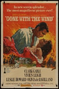 9p336 GONE WITH THE WIND 1sh R1968 Clark Gable, Vivien Leigh, de Havilland, classic Terpning art!