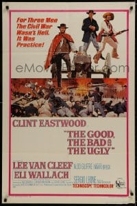 9p338 GOOD, THE BAD & THE UGLY 1sh 1968 Clint Eastwood, Lee Van Cleef, Wallach, Leone classic!