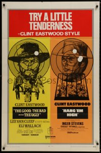 9p340 GOOD, THE BAD & THE UGLY/HANG 'EM HIGH 1sh 1969 Clint Eastwood, try a little tenderness!