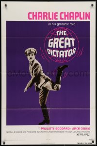 9p344 GREAT DICTATOR 1sh R1972 Charlie Chaplin directs and stars, wacky WWII comedy!