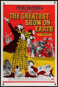 9p348 GREATEST SHOW ON EARTH int'l 1sh R1970s Cecil B. DeMille circus classic, cool different art!