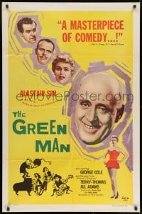 9p349 GREEN MAN 1sh 1957 great art of Alastair Sim, George Cole & Terry-Thomas!