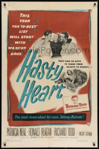 9p364 HASTY HEART 1sh 1950 patient Ronald Reagan & nurse Patricia Neal help dying Richard Todd!