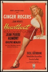 9p367 HEARTBEAT style A 1sh 1946 great huge full length image of super sexy Ginger Rogers showing her legs!