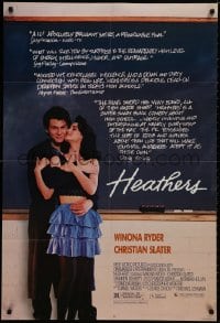 9p369 HEATHERS 1sh 1989 great image of really young Winona Ryder & Christian Slater!