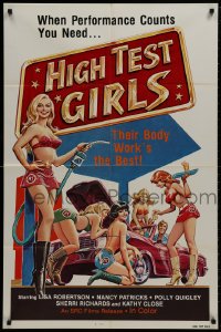 9p380 HIGH TEST GIRLS 1sh 1980 sexy art of hot rod women who have the best body work!