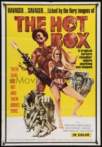 9p389 HOT BOX 1sh 1972 ravaged savaged sexy babes fight back with their guns and their bodies!