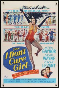 9p400 I DON'T CARE GIRL 1sh 1952 great art of sexy showgirl Mitzi Gaynor with hands in the air!