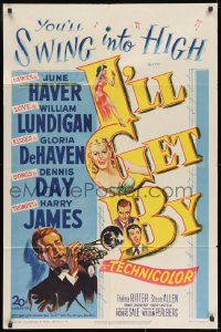 9p408 I'LL GET BY 1sh 1950 sexy June Haver, Gloria DeHaven & Harry James playing his trumpet!