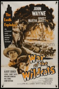 9p411 IN OLD OKLAHOMA 1sh R1959 John Wayne, Martha Scott, cool artwork, War of the Wildcats!