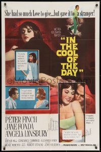 9p412 IN THE COOL OF THE DAY 1sh 1963 sexy Jane Fonda gave all her love to a stranger!