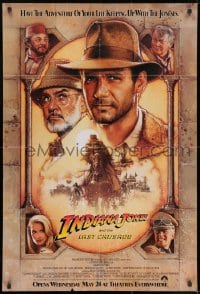 9p414 INDIANA JONES & THE LAST CRUSADE int'l advance 1sh 1989 art of Ford & Connery by Drew!