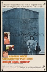 9p419 INSIDE DAISY CLOVER 1sh 1966 great image of bad girl Natalie Wood, Christopher Plummer!