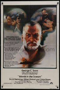 9p426 ISLANDS IN THE STREAM 1sh 1977 Ernest Hemingway, Bob Peak art of George C. Scott & cast!