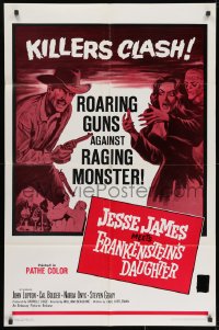 9p441 JESSE JAMES MEETS FRANKENSTEIN'S DAUGHTER 1sh 1965 roaring guns vs raging monster!