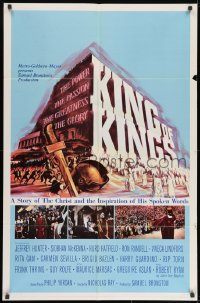 9p469 KING OF KINGS style B 1sh 1961 Nicholas Ray Biblical epic, Jeffrey Hunter as Jesus!