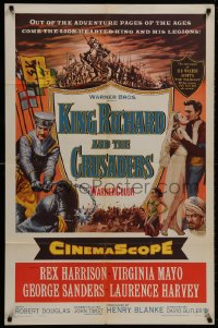 9p471 KING RICHARD & THE CRUSADERS 1sh 1954 Rex Harrison, Virginia Mayo, George Sanders, Holy War!
