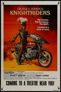 9p476 KNIGHTRIDERS advance 1sh 1981 George A. Romero, Boris art of Ed Harris on medieval motorcycle!