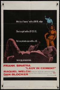 9p481 LADY IN CEMENT 1sh 1968 Frank Sinatra with a .45 & sexy Raquel Welch with a 37-22-35!